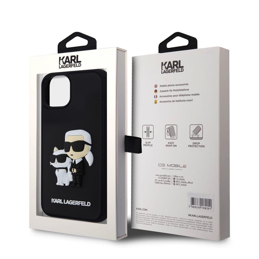 Apple iPhone 15 Karl Lagerfeld 3D Karl & Choupette tok (Fekete) – KLHCP15S3DRKCNK