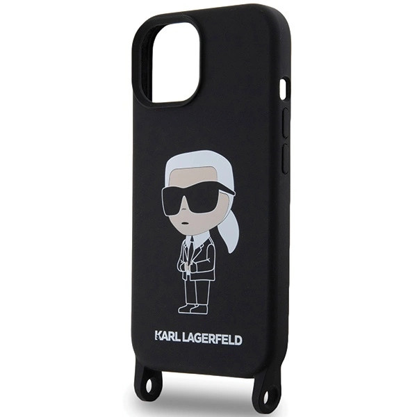 Apple iPhone 15 (Fekete) Karl Lagerfeld Crossbody Silicone Ikonik tok - KLHCP15SSCBSKNK