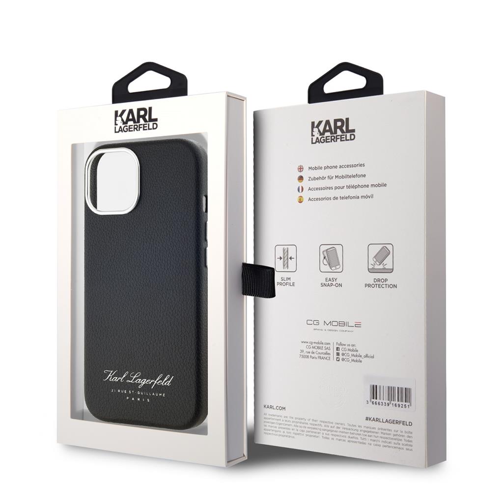 Karl Lagerfeld Grained PU Hotel RSG iPhone 15 tok (Fekete - KLHCP15SPGWCMKHK) 2