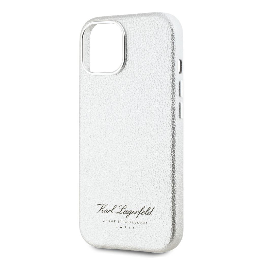 Apple iPhone 15 Karl Lagerfeld Grained PU Hotel RSG tok (Szürke) – KLHCP15SPGWCMKHG