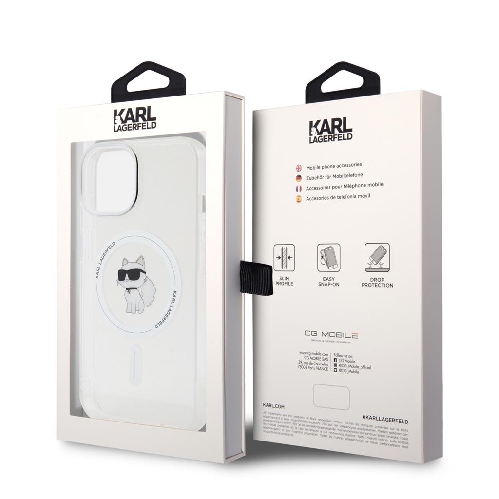 Apple iPhone 15 Karl Lagerfeld IML Choupette MagSafe tok (Átlátszó) – KLHMP15SHFCCNOT