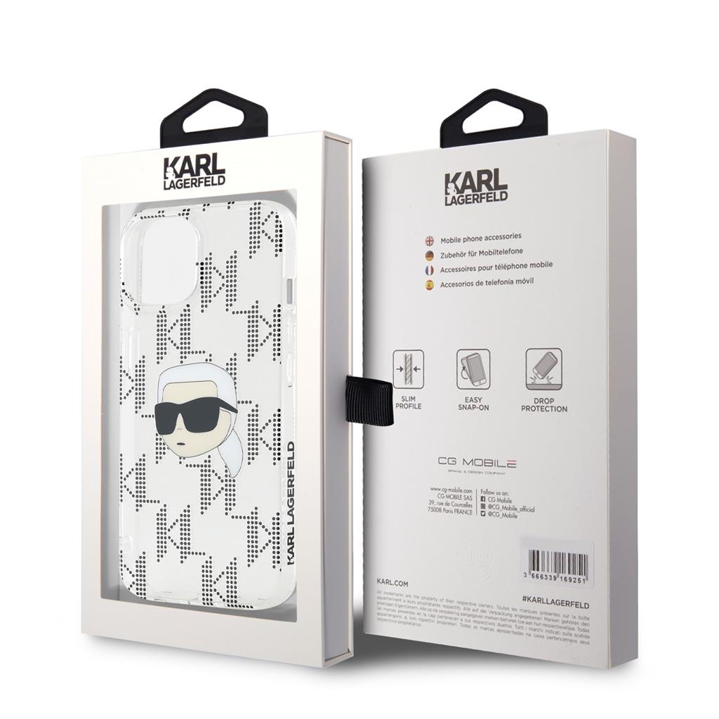 Apple iPhone 15 Karl Lagerfeld IML Electroplated Karl Head tok (Átlátszó) – KLHCP15SHKLPKHT