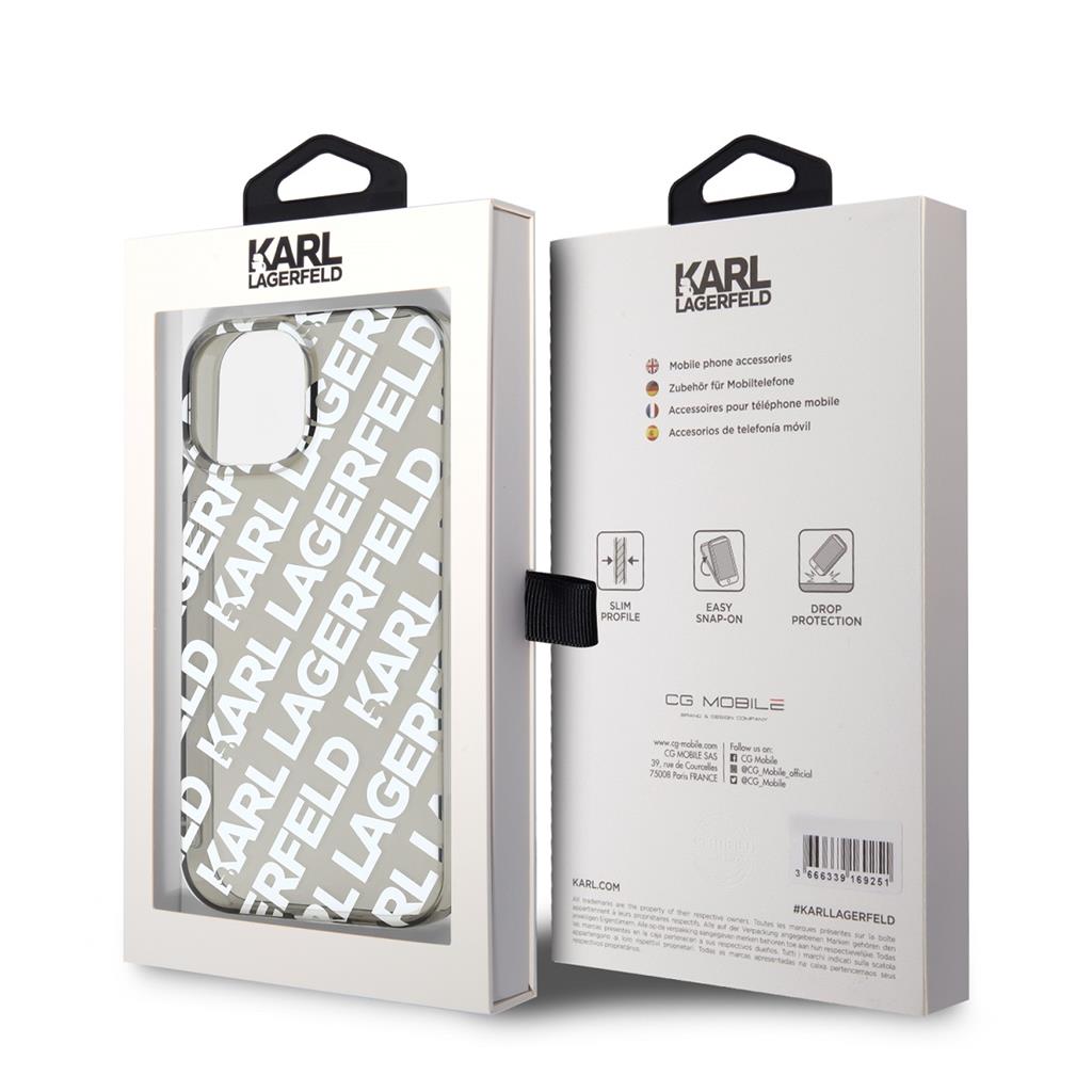 Apple iPhone 15 Karl Lagerfeld IML Electroplated Repeated Logo tok (Ezüst) – KLHCP15SHKFOEMS