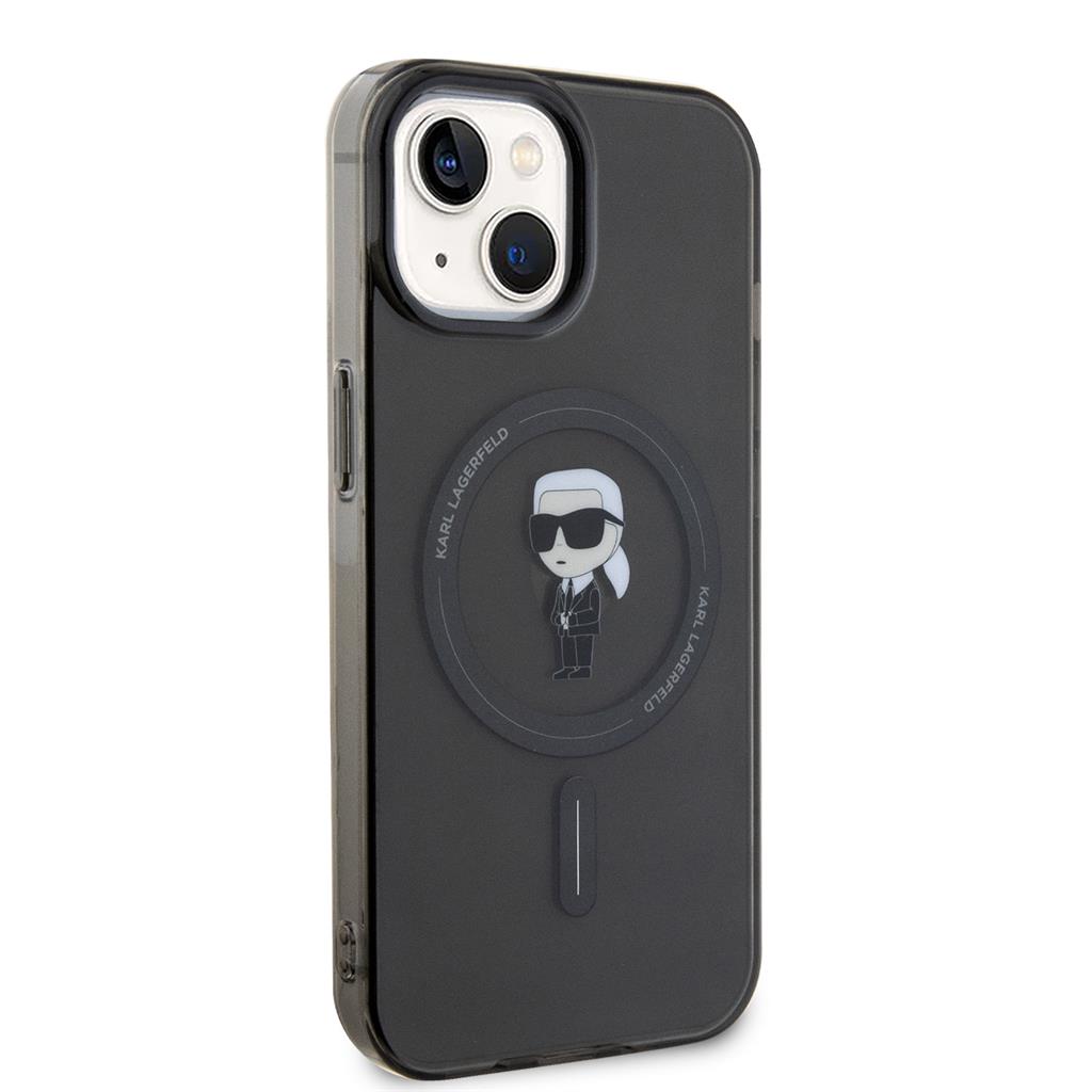 Apple iPhone 15 Karl Lagerfeld IML Ikonik MagSafe tok (Fekete) – KLHMP15SHFCKNOK