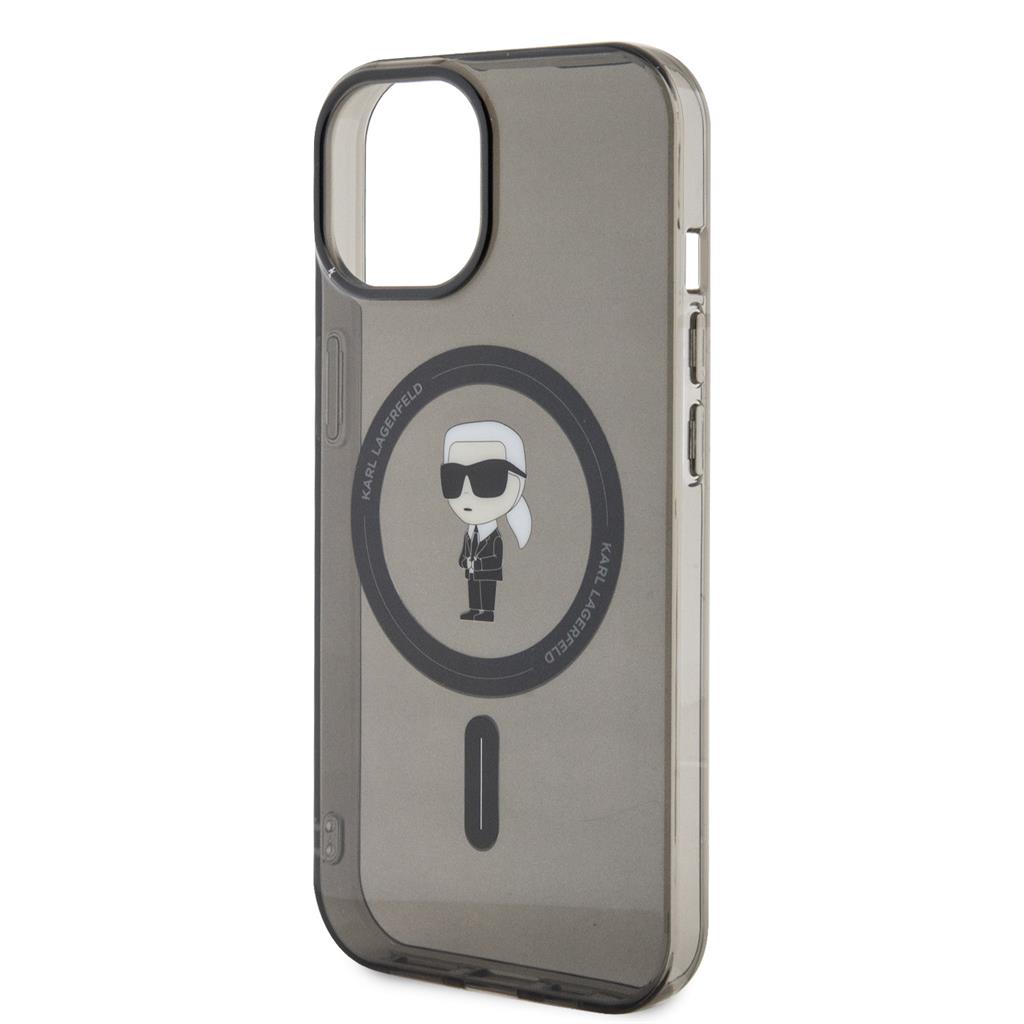 Apple iPhone 15 Karl Lagerfeld IML Ikonik MagSafe tok (Fekete) – KLHMP15SHFCKNOK