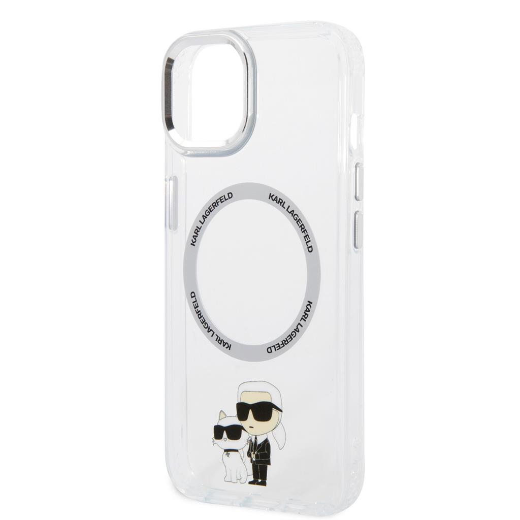 Apple iPhone 15 Karl Lagerfeld IML Karl and Choupette MagSafe hátlap tok (Átlátszó - KLHMP15SHNKCIT) 2