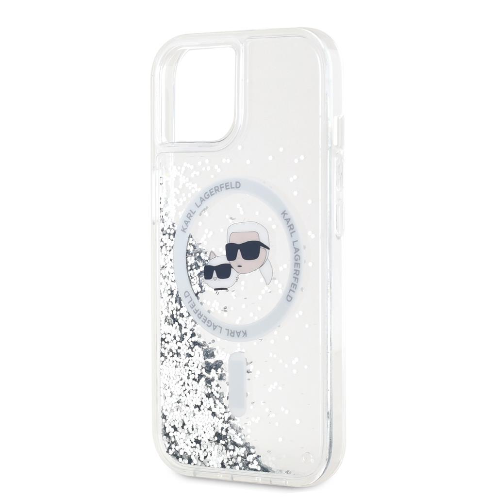 Karl Lagerfeld Liquid Glitter Karl and Choupette Heads MagSafe iPhone 15 tok (Átlátszó - KLHMP15SLGKCSGH) 0