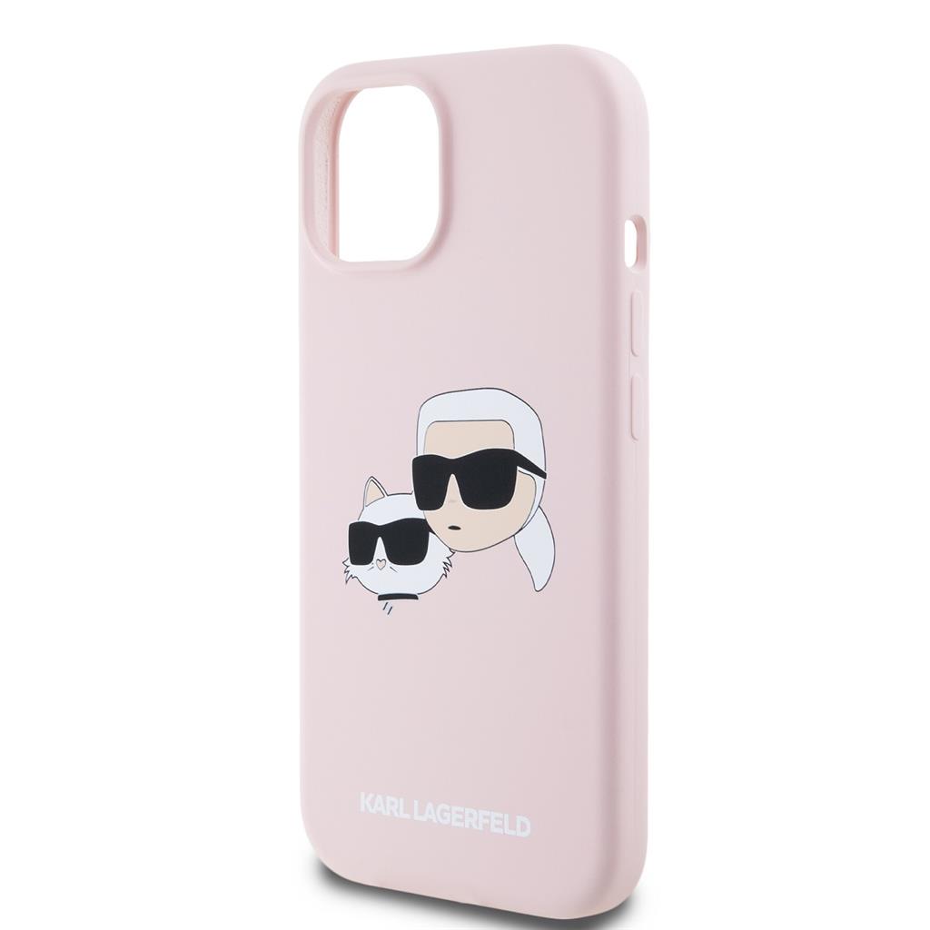 Apple iPhone 15 Karl Lagerfeld Liquid Silicone Double Heads MagSafe tok (Rózsaszín) – KLHMP15SSKCHPPLP