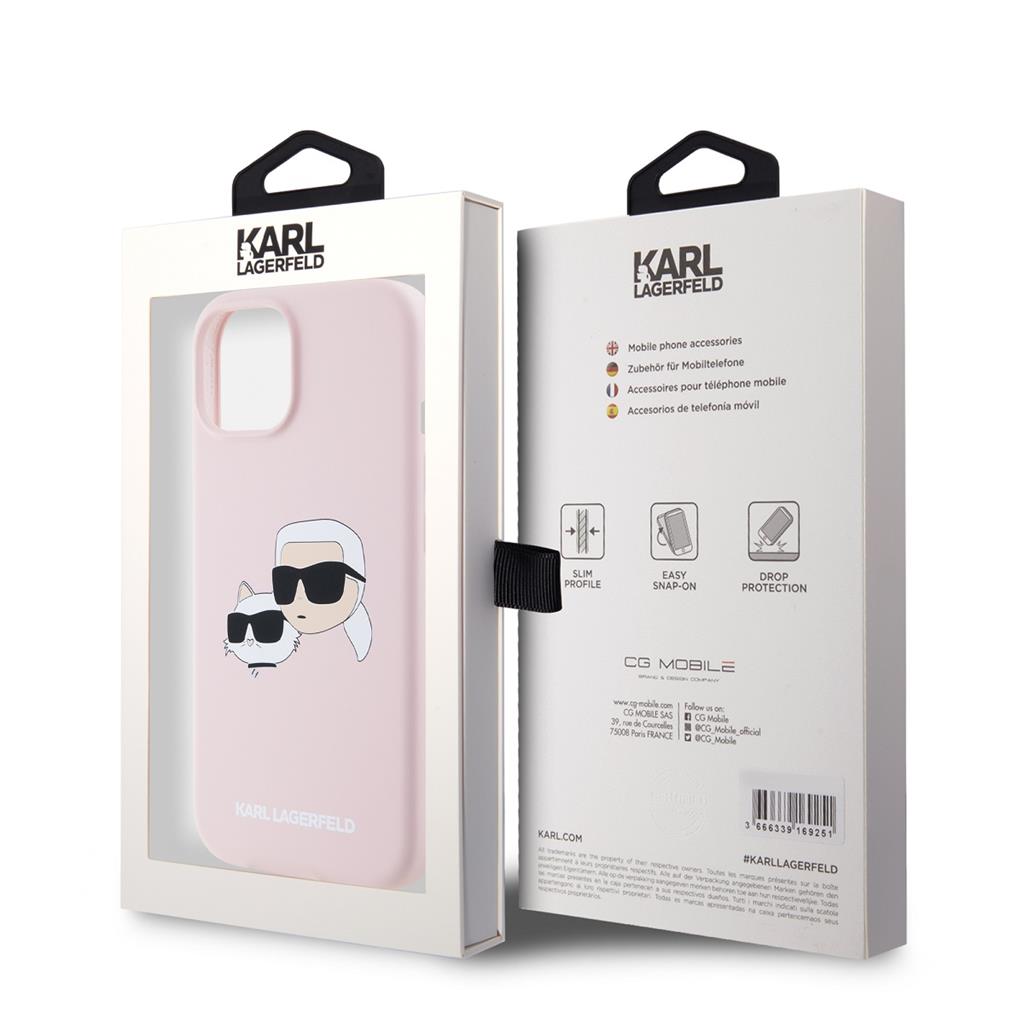 Apple iPhone 15 Karl Lagerfeld Liquid Silicone Double Heads MagSafe tok (Rózsaszín) – KLHMP15SSKCHPPLP
