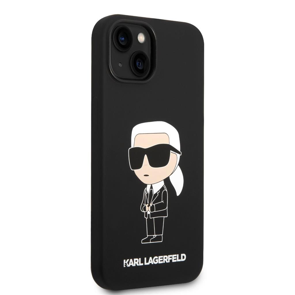 Apple iPhone 15 Karl Lagerfeld Liquid Silicone Ikonik NFT tok (Fekete) – KLHCP15SSNIKBCK