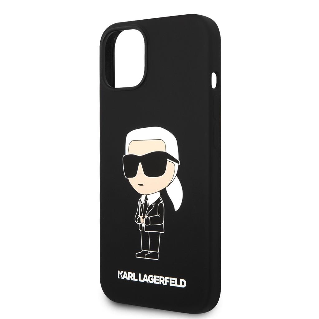 Apple iPhone 15 Karl Lagerfeld Liquid Silicone Ikonik NFT tok (Fekete) – KLHCP15SSNIKBCK