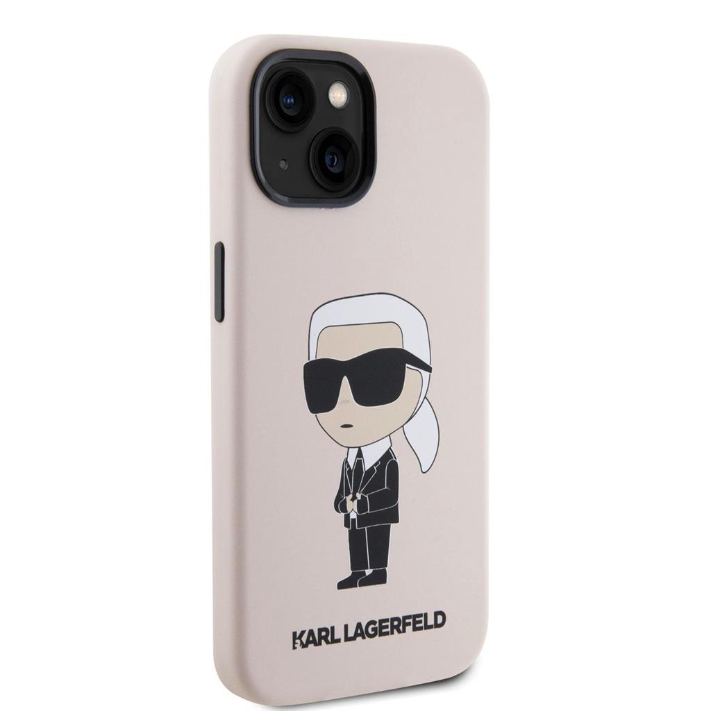 Apple iPhone 15 Karl Lagerfeld Liquid Silicone Ikonik NFT tok (Rózsaszín) – KLHCP15SSNIKBCP