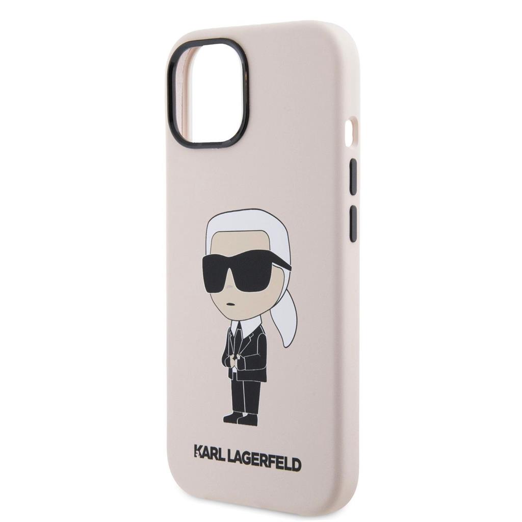 Apple iPhone 15 Karl Lagerfeld Liquid Silicone Ikonik NFT tok (Rózsaszín) – KLHCP15SSNIKBCP