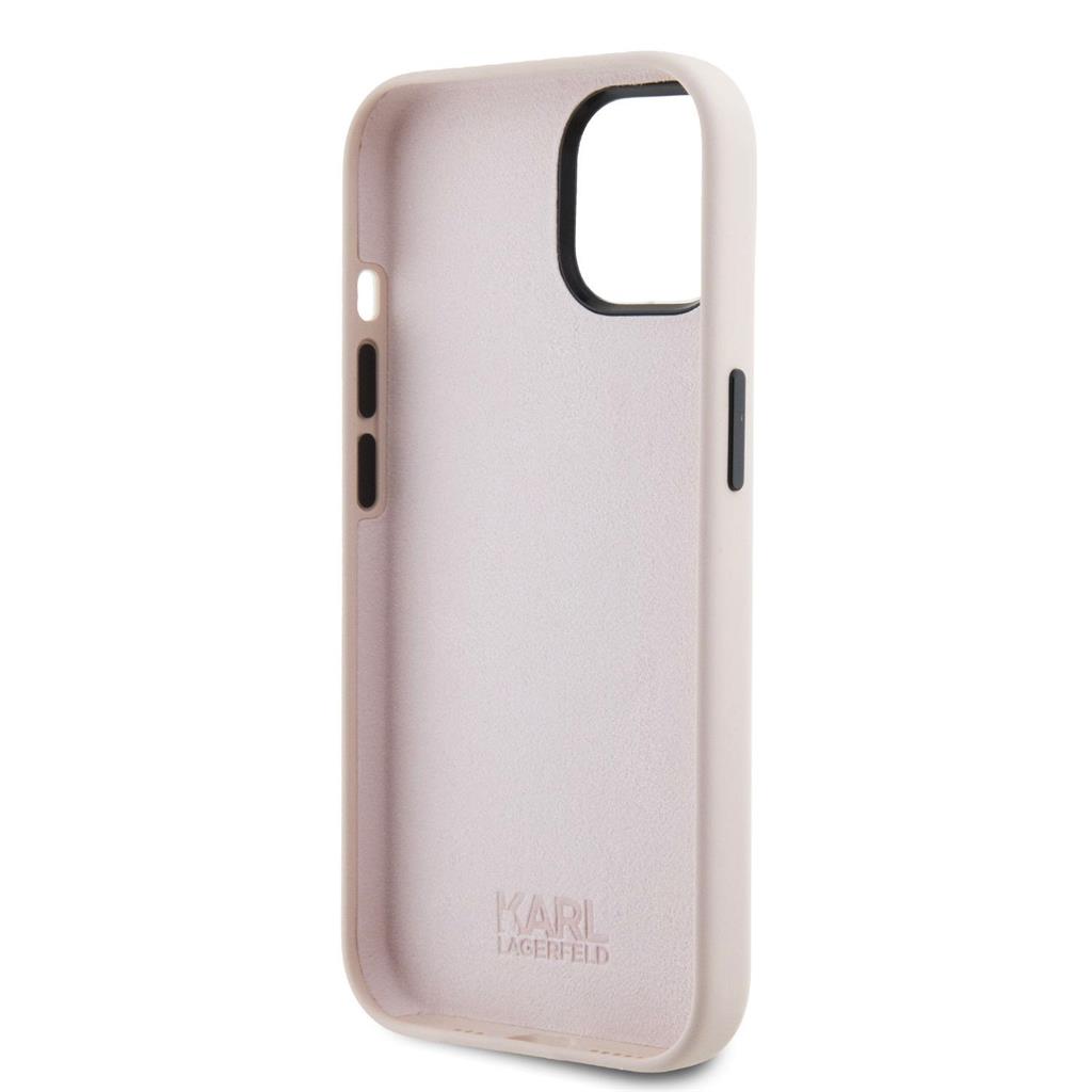 Apple iPhone 15 Karl Lagerfeld Liquid Silicone Ikonik NFT tok (Rózsaszín) – KLHCP15SSNIKBCP