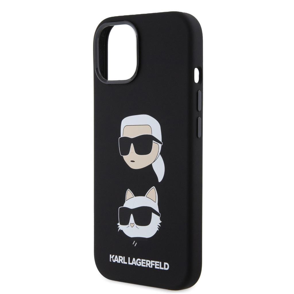 Apple iPhone 15 Karl Lagerfeld Liquid Silicone Karl and Choupette Heads hátlap tok (Fekete - KLHCP15SSDHKCNK)
