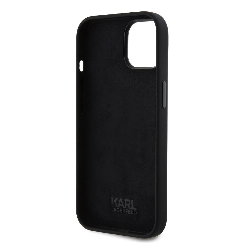Apple iPhone 15 Karl Lagerfeld Liquid Silicone Karl and Choupette Heads hátlap tok (Fekete - KLHCP15SSDHKCNK)