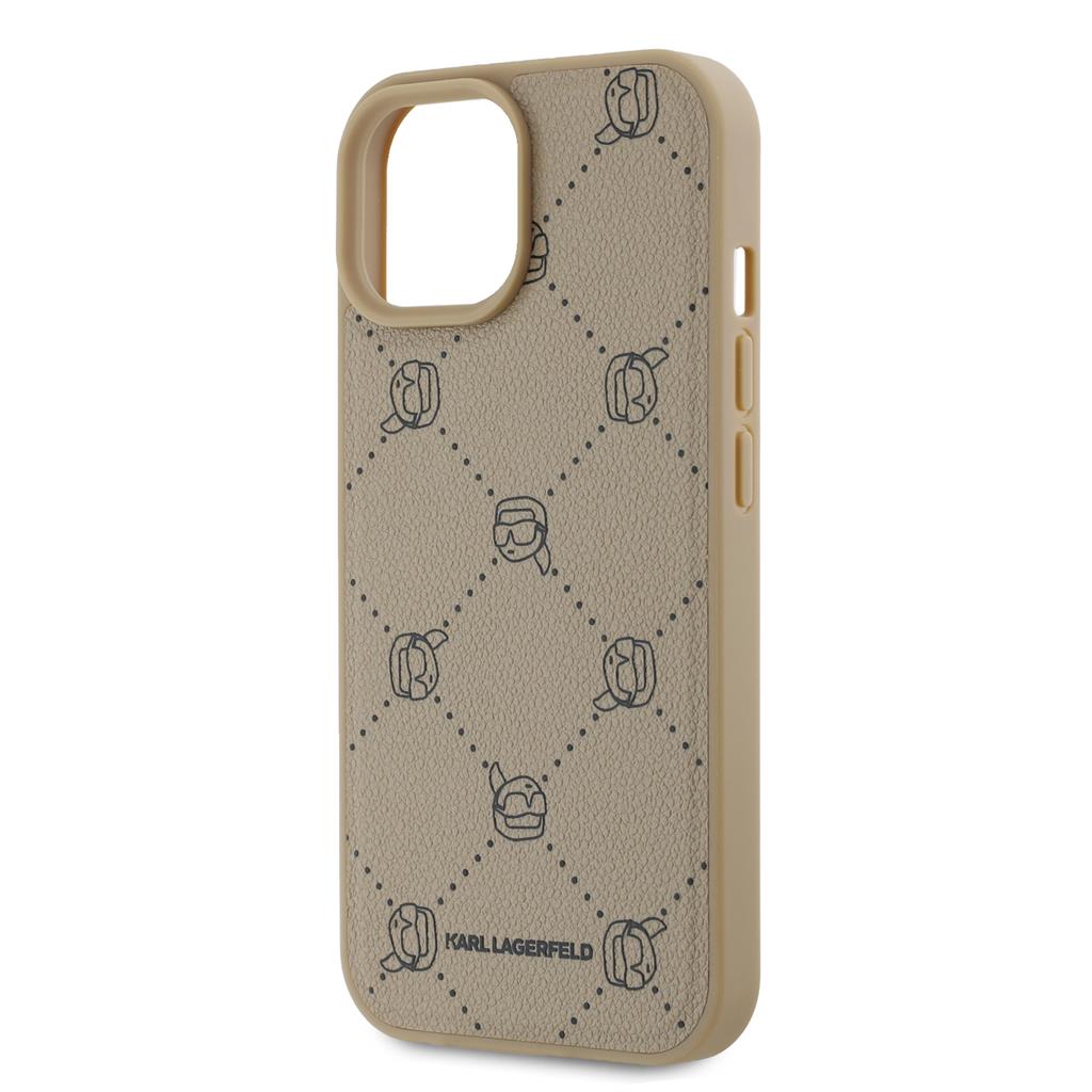 Apple iPhone 15 Karl Lagerfeld PU Karl Heads Pattern MagSafe tok (Bézs) – KLHMP15SPGKHPHE