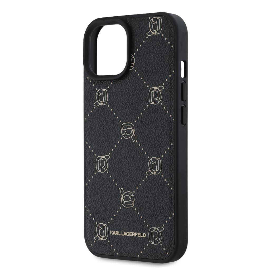 Apple iPhone 15 Karl Lagerfeld PU Karl Heads Pattern MagSafe tok (Fekete) – KLHMP15SPGKHPHK