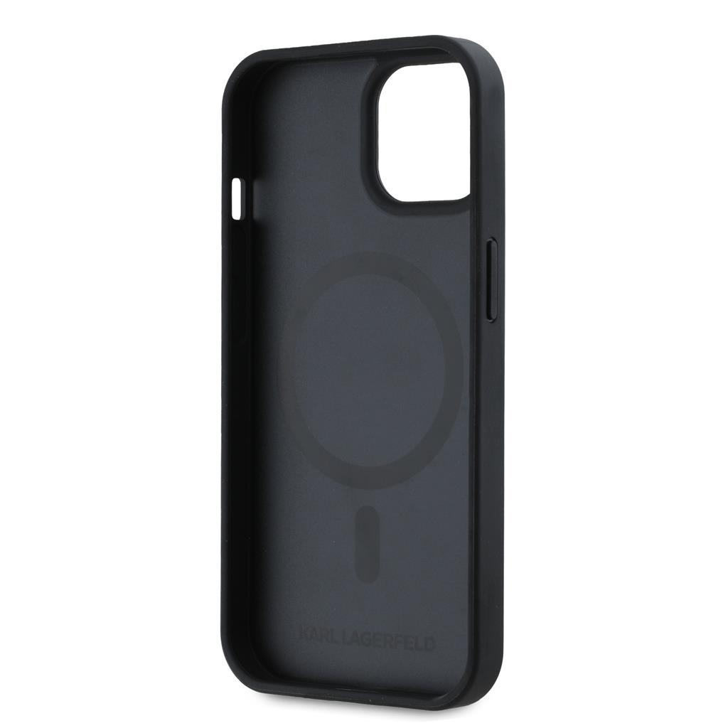 Apple iPhone 15 Karl Lagerfeld PU Karl Heads Pattern MagSafe tok (Fekete) – KLHMP15SPGKHPHK