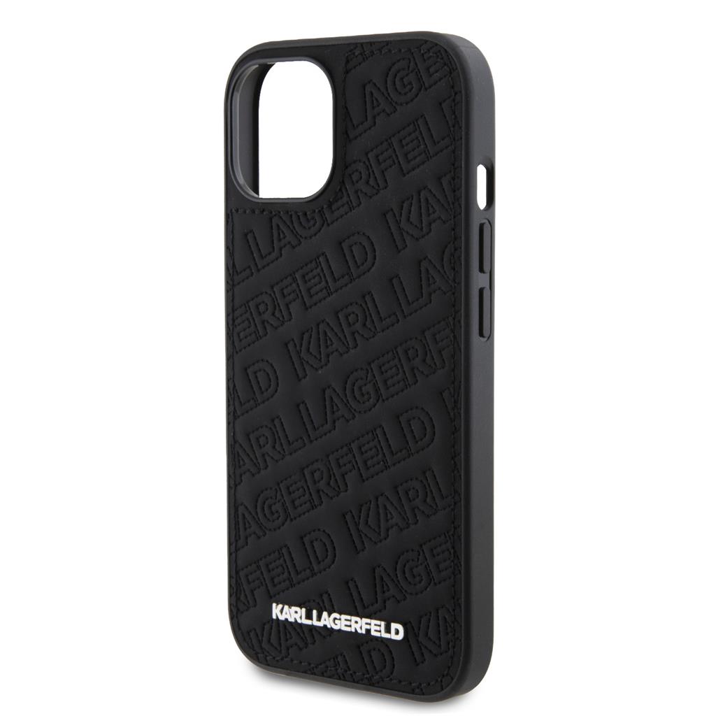 Apple iPhone 15 Karl Lagerfeld PU Quilted Pattern tok (Fekete) – KLHCP15SPQKPMK