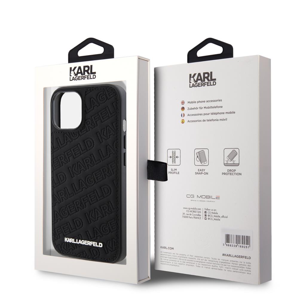 Apple iPhone 15 Karl Lagerfeld PU Quilted Pattern tok (Fekete) – KLHCP15SPQKPMK