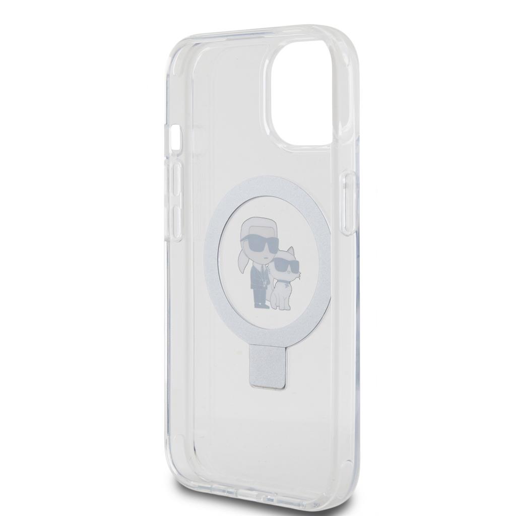 Apple iPhone 15 Karl Lagerfeld Ringstand Karl and Choupette MagSafe tok (Fehér) – KLHMP15SHMRSKCH