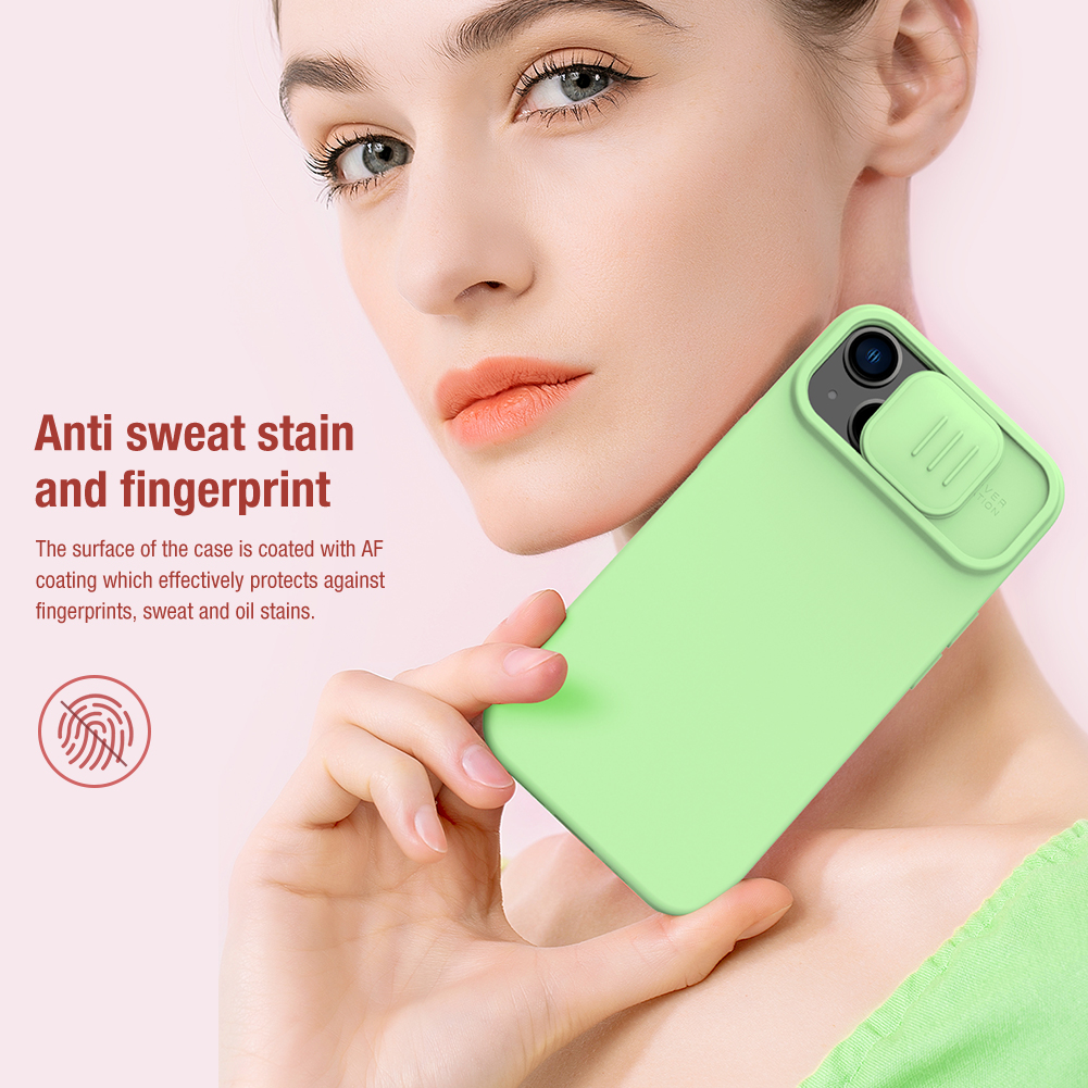Apple iPhone 15 Nillkin camshield silky silicone hátlap tok (Kék)