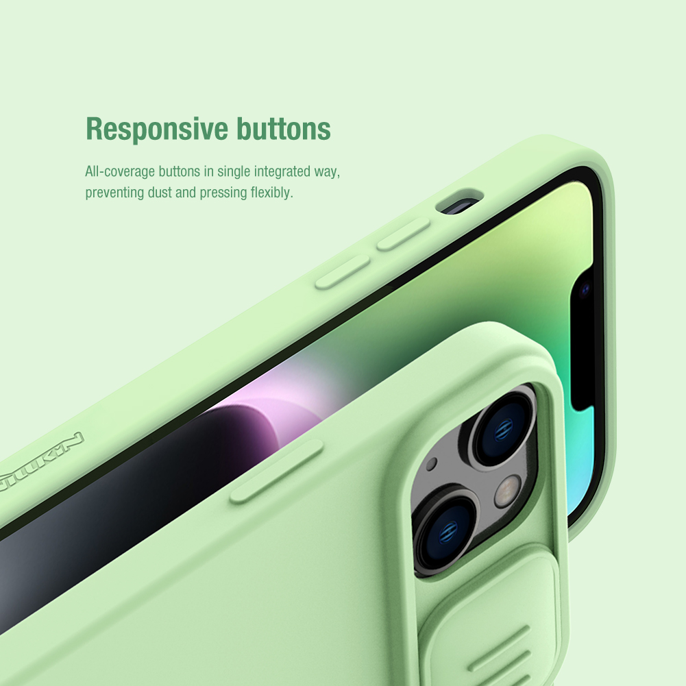 Apple iPhone 15 Nillkin camshield silky silicone hátlap tok (Kék)