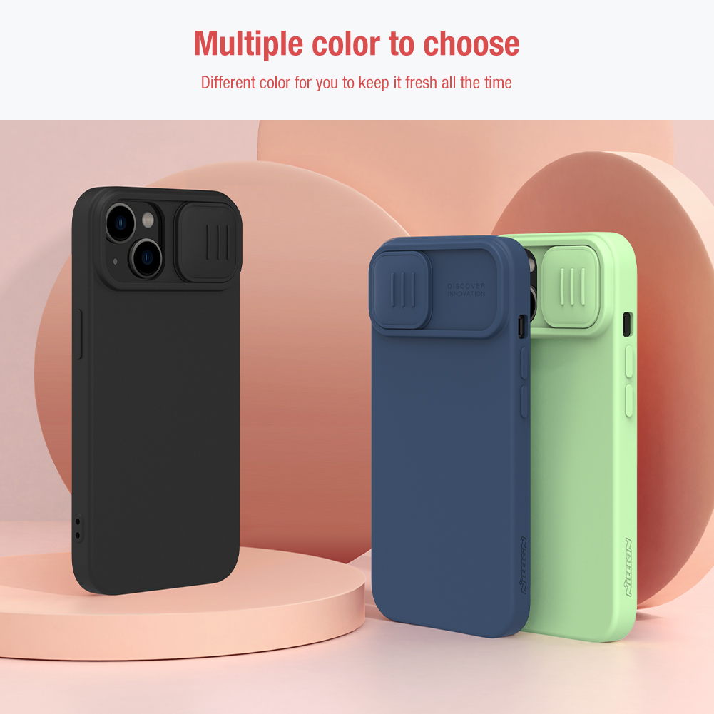 Apple iPhone 15 Nillkin camshield silky silicone hátlap tok (Kék)