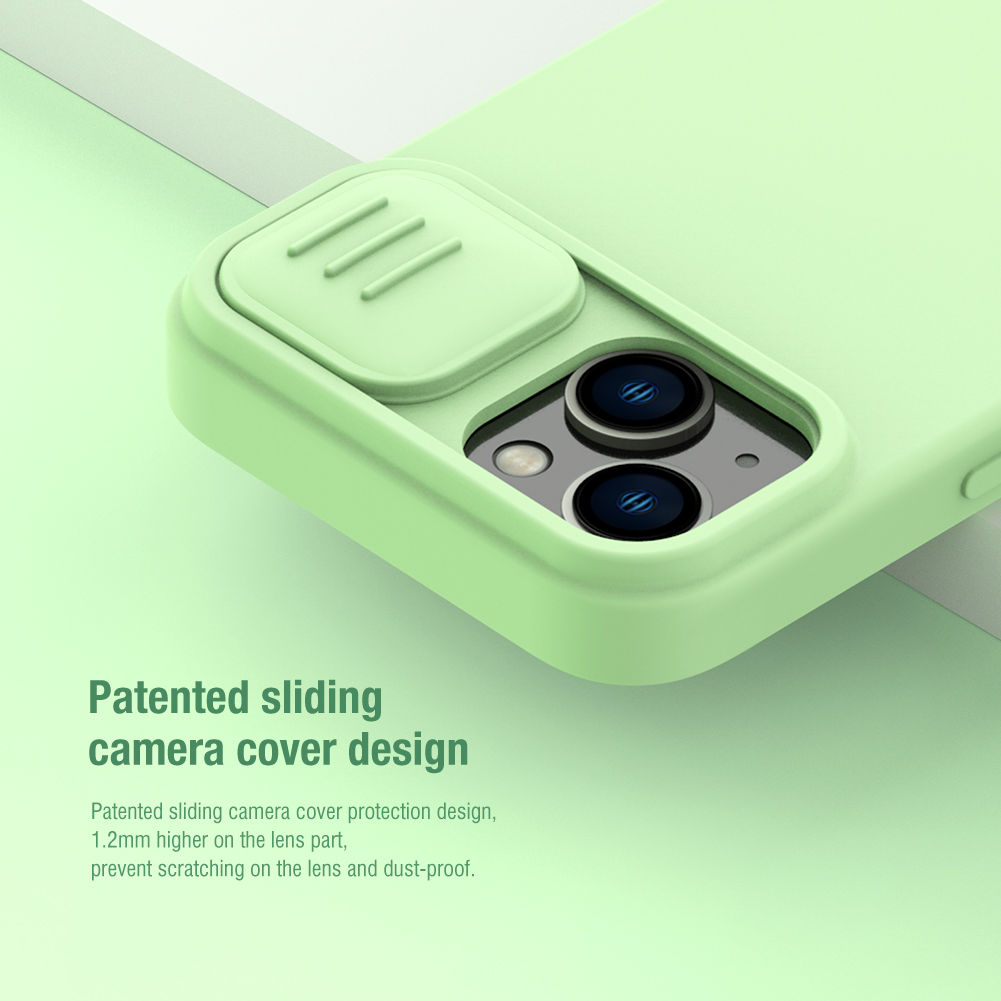 Apple iPhone 15 Nillkin camshield silky silicone hátlap tok (Kék)