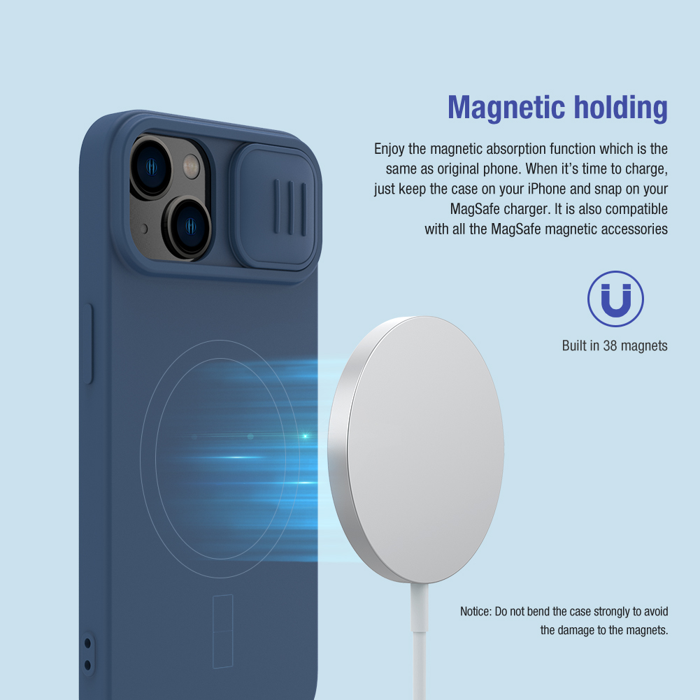 Apple iPhone 15 Nillkin camshield silky silicone MAGSAFE hátlap tok (Zöld)
