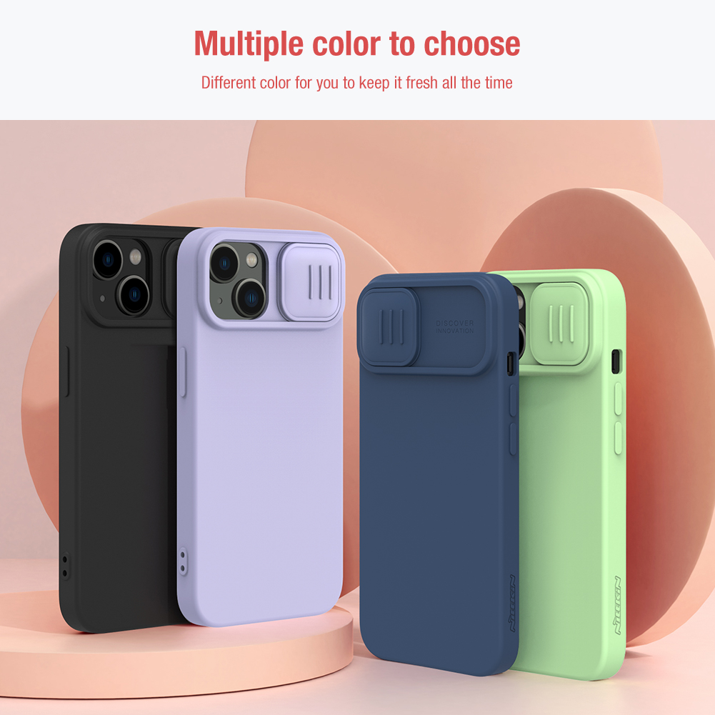 Apple iPhone 15 Nillkin camshield silky silicone MAGSAFE hátlap tok (Zöld)