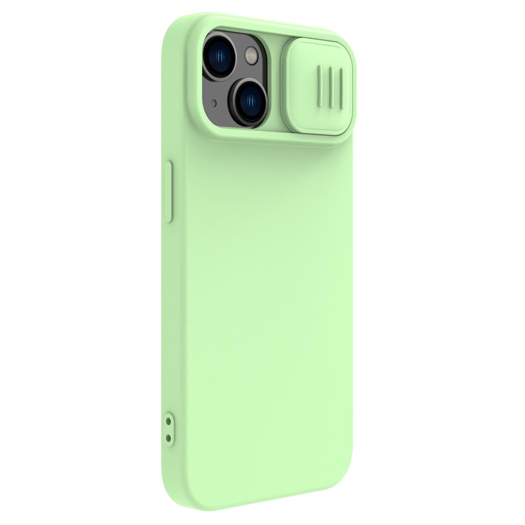 Apple iPhone 15 Nillkin camshield silky silicone MAGSAFE hátlap tok (Zöld)
