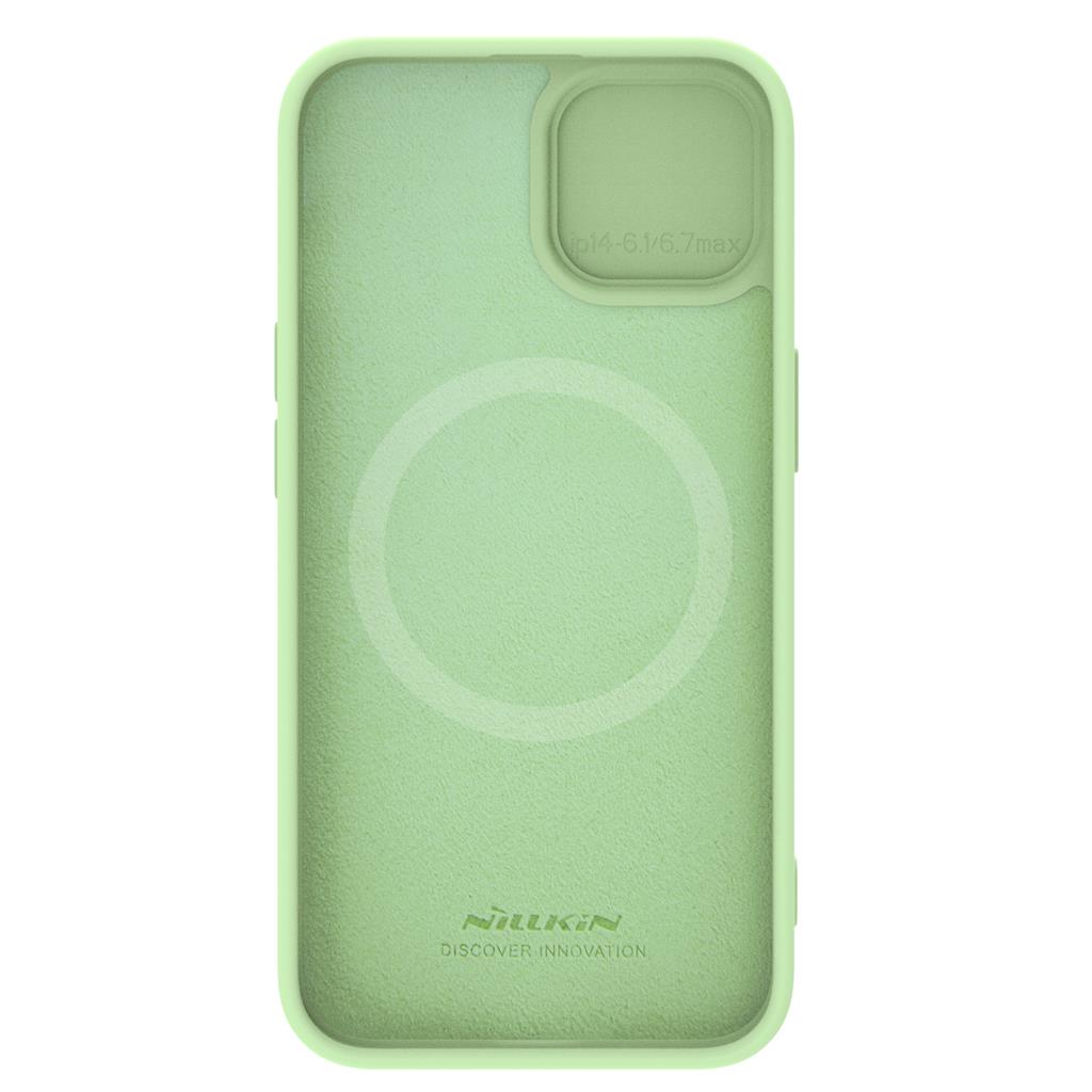 Apple iPhone 15 Nillkin camshield silky silicone MAGSAFE hátlap tok (Zöld)