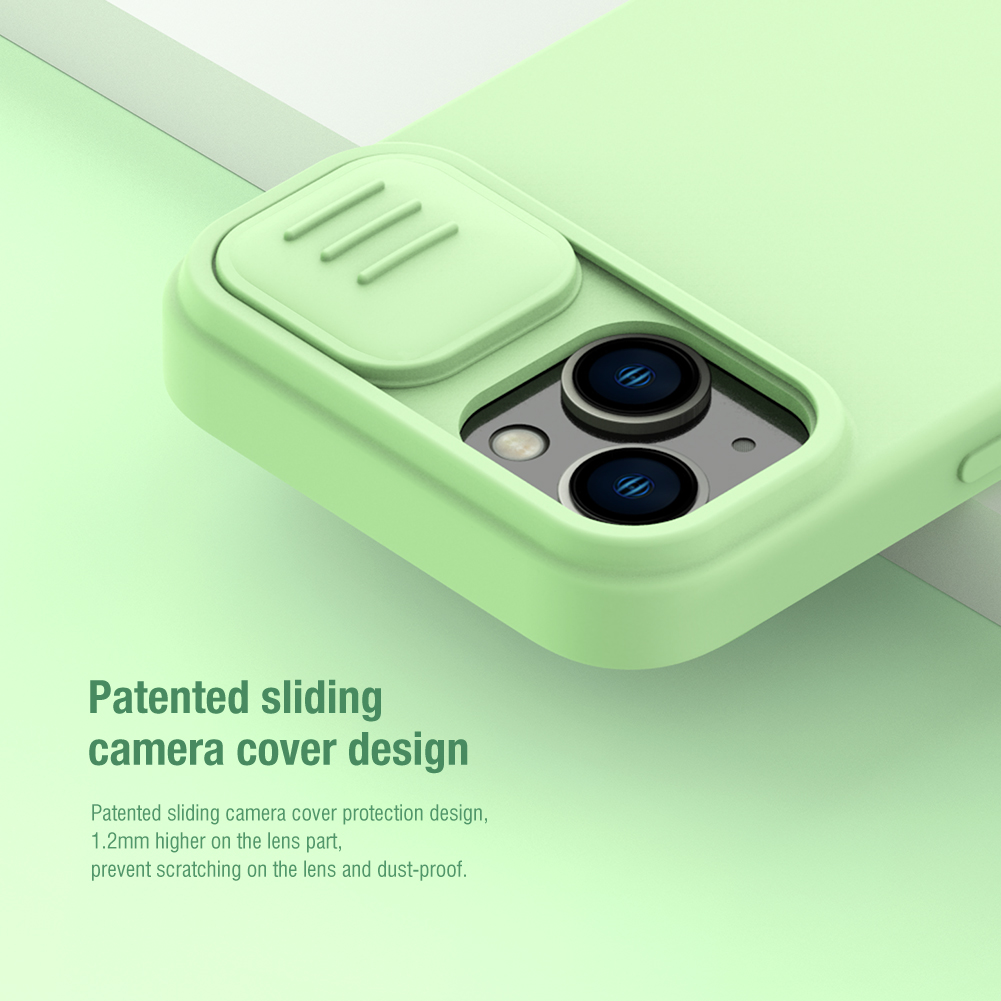 Apple iPhone 15 Nillkin camshield silky silicone MAGSAFE hátlap tok (Zöld)