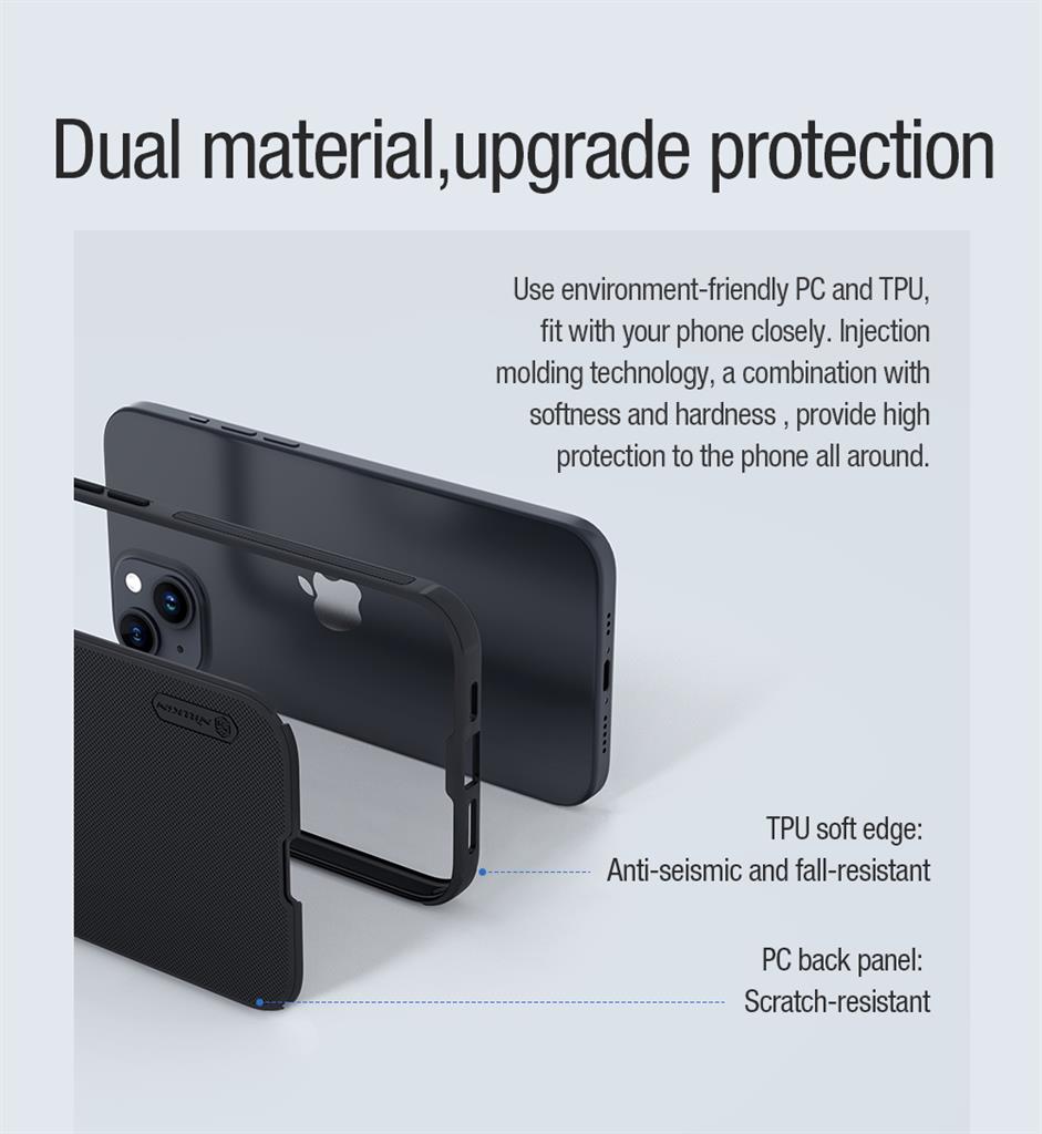 Apple iPhone 15 Nillkin Super frosted shield pro magsafe strapabíró hátlap tok kék