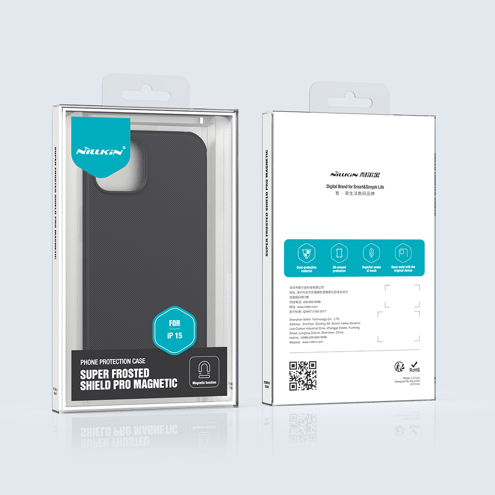 Apple iPhone 15 Nillkin Super frosted shield pro magsafe strapabíró hátlap tok kék