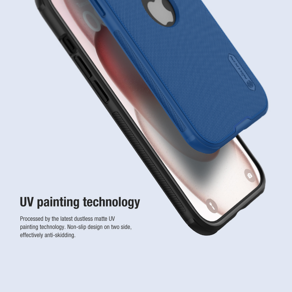 Apple iPhone 15 Nillkin Super frosted shield pro strapabíró hátlap tok kék