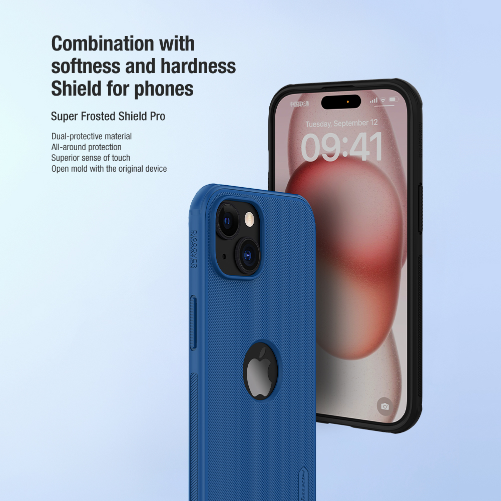 Apple iPhone 15 Nillkin Super frosted shield pro strapabíró hátlap tok kék