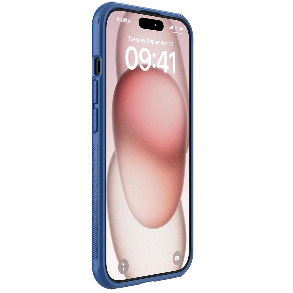 Apple iPhone 15 Nillkin Super frosted shield pro strapabíró hátlap tok kék