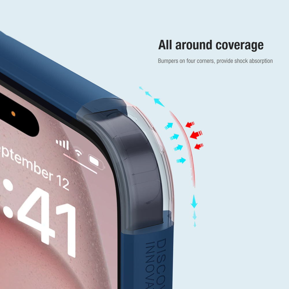 Apple iPhone 15 Nillkin Super frosted shield pro strapabíró hátlap tok kék