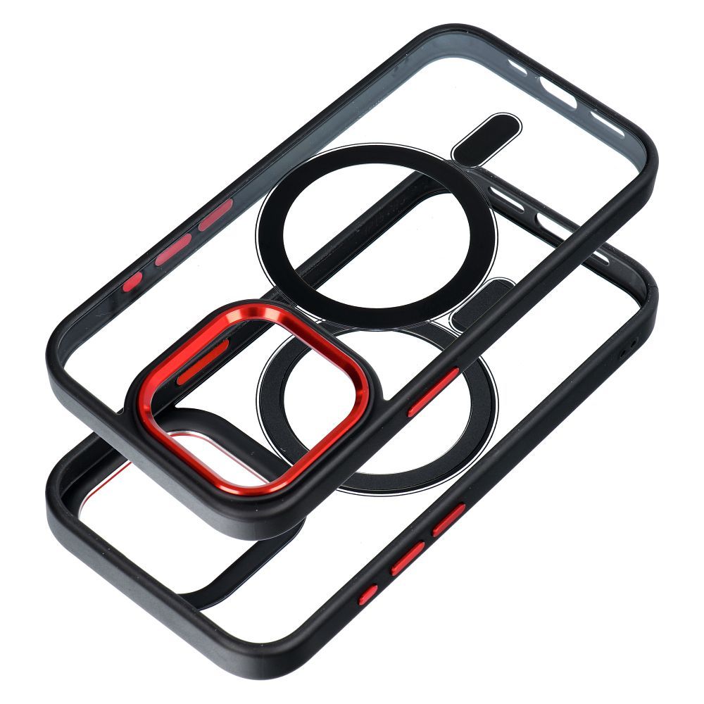Apple iPhone 15 Plus color edge magsafe hátlap tok (fekete-piros)