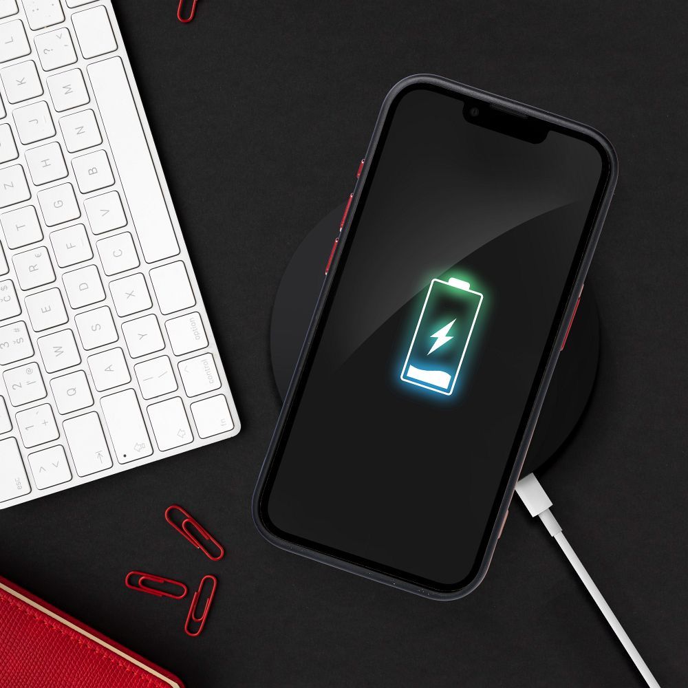 Apple iPhone 15 Plus color edge magsafe hátlap tok (fekete-piros)