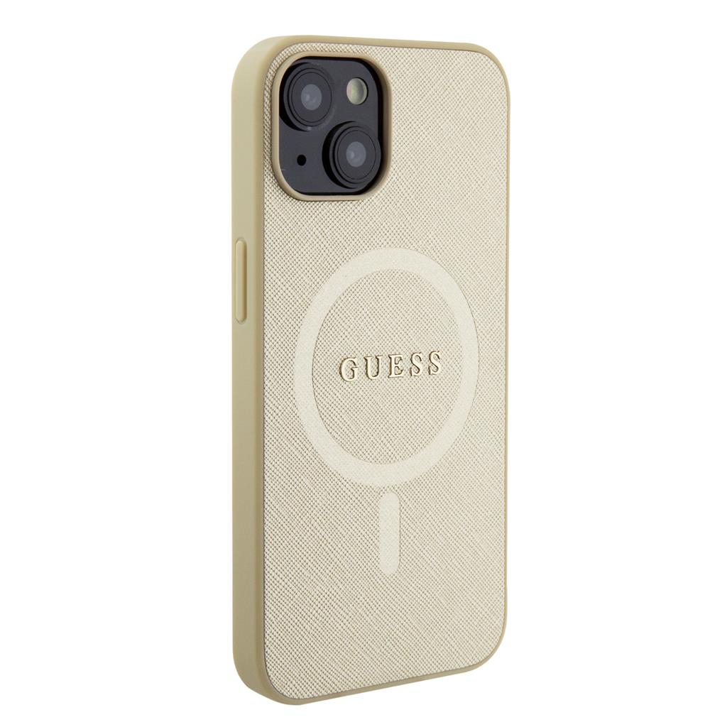 Apple iPhone 15 Plus Guess PU Saffiano MagSafe tok (Bézs) - GUHMP15MPSAHMCB