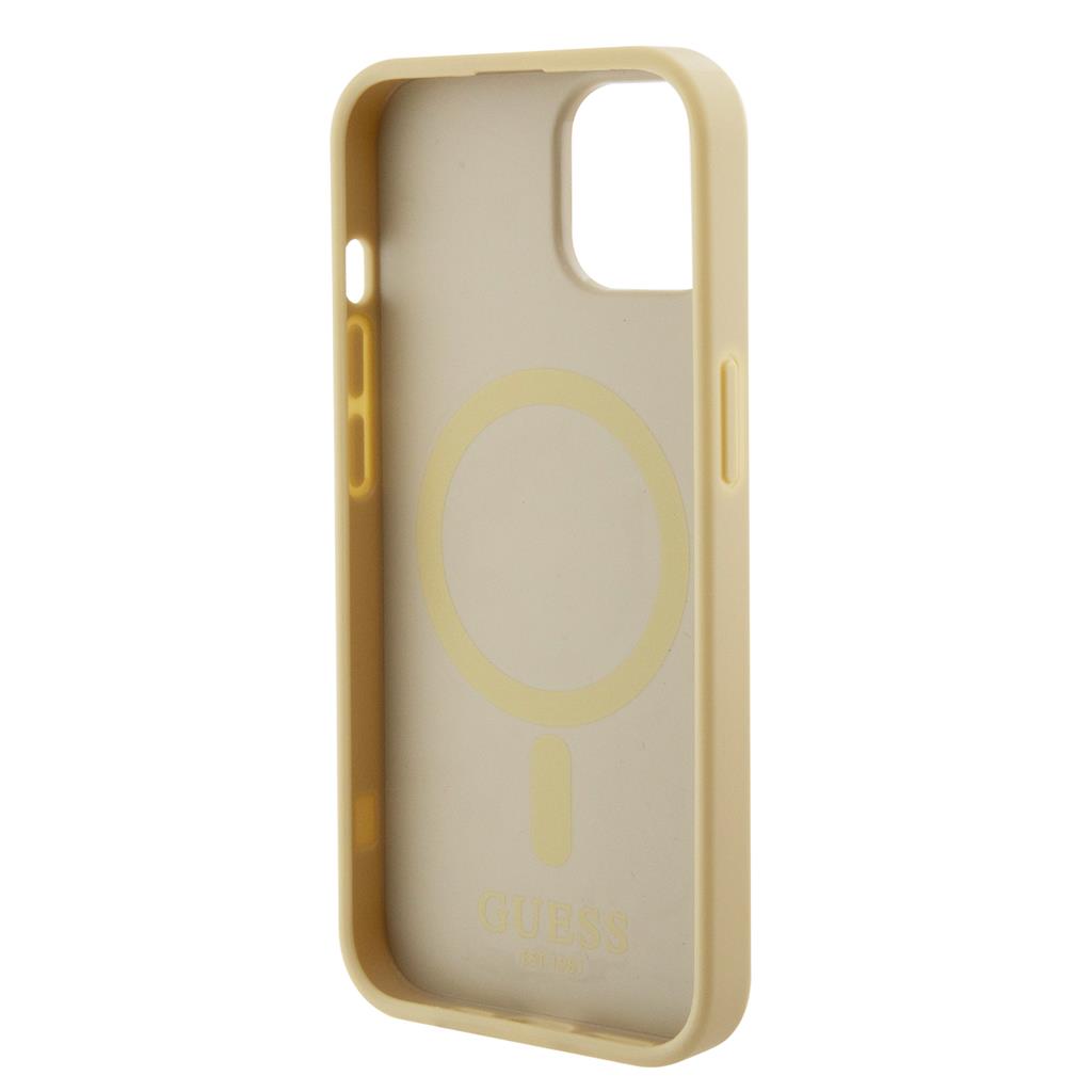 Apple iPhone 15 Plus Guess PU Saffiano MagSafe tok (Bézs) - GUHMP15MPSAHMCB