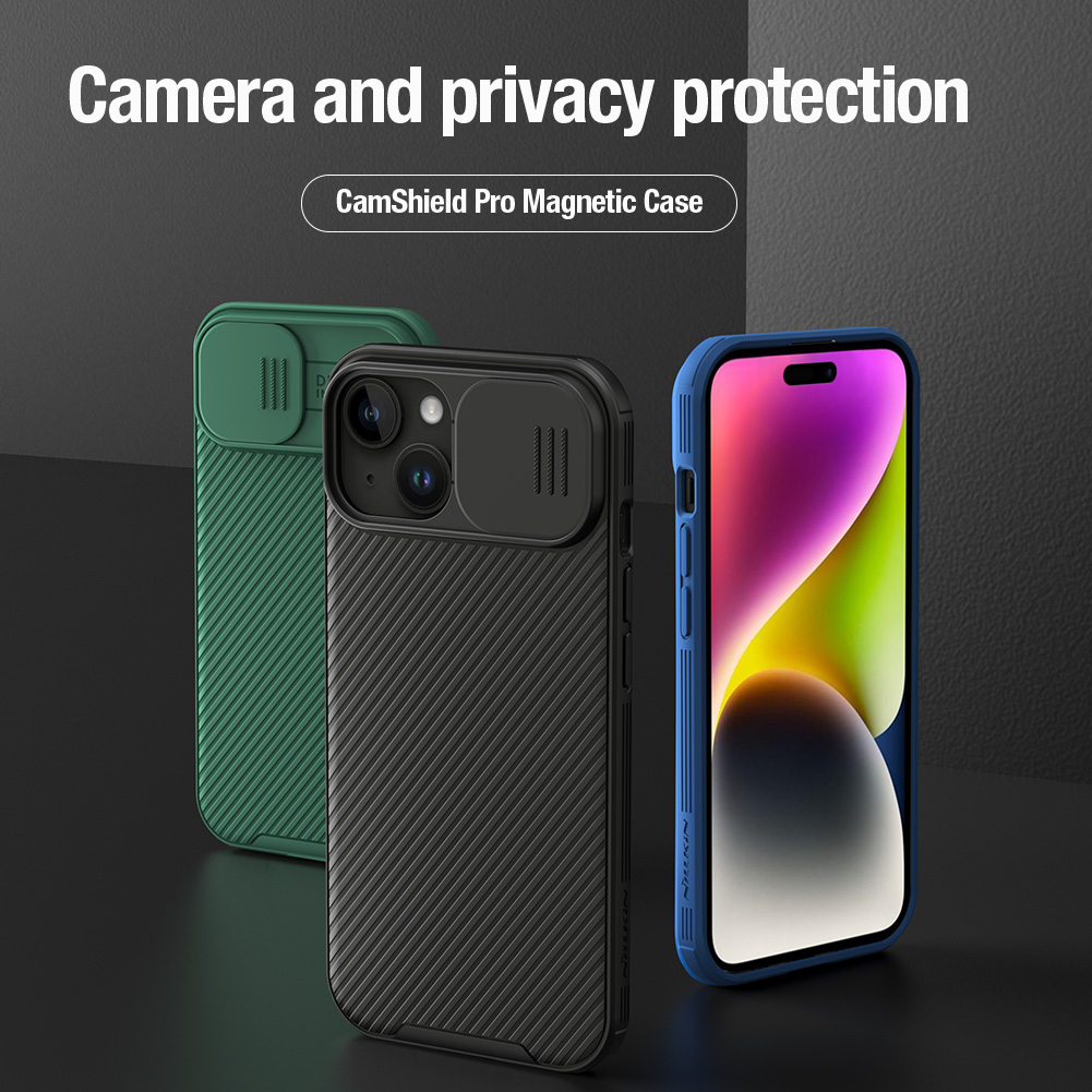 Apple iPhone 15 Plus Nillkin camshield pro magsafe hátlap tok (Kék)