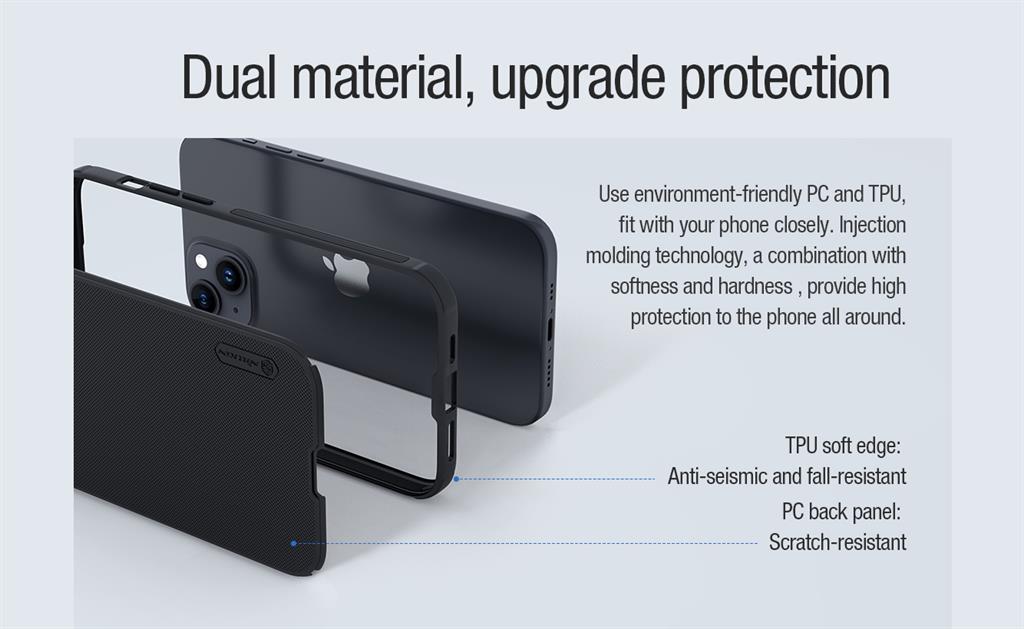 Apple iPhone 15 Plus Nillkin Super frosted shield pro magsafe strapabíró hátlap tok (Kék)