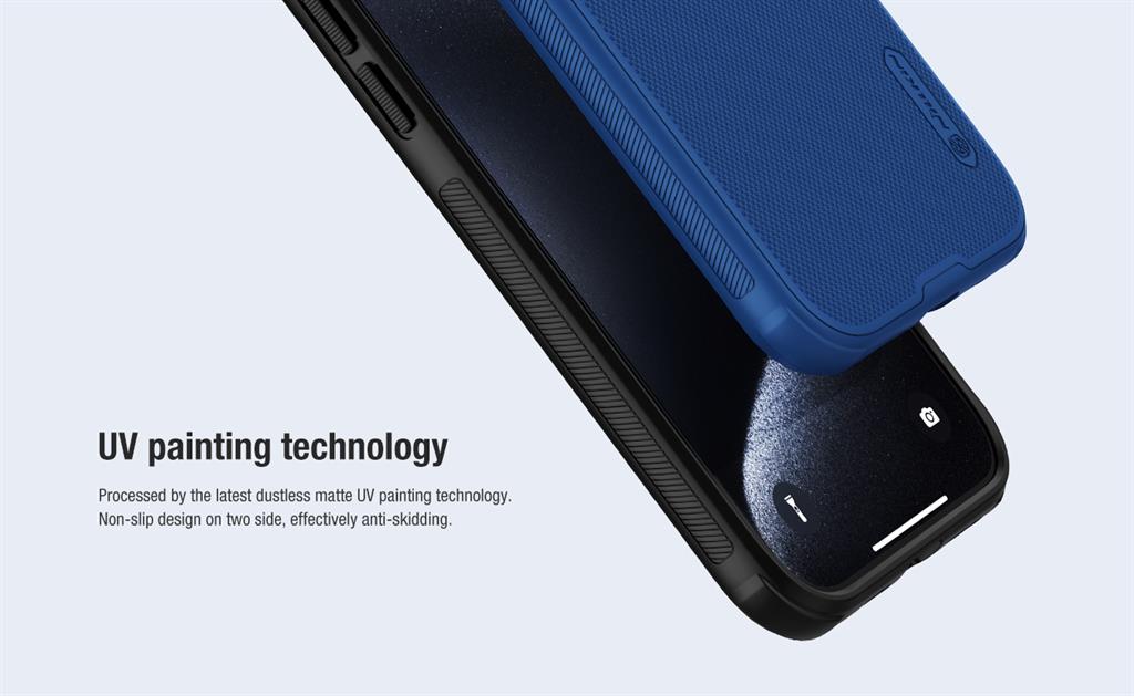 Apple iPhone 15 Plus Nillkin Super frosted shield pro strapabíró hátlap tok (Kék)