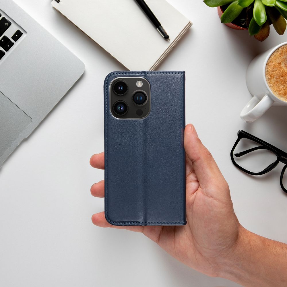 Apple iPhone 15 Plus smart magneto mágneses notesz tok (Kék)