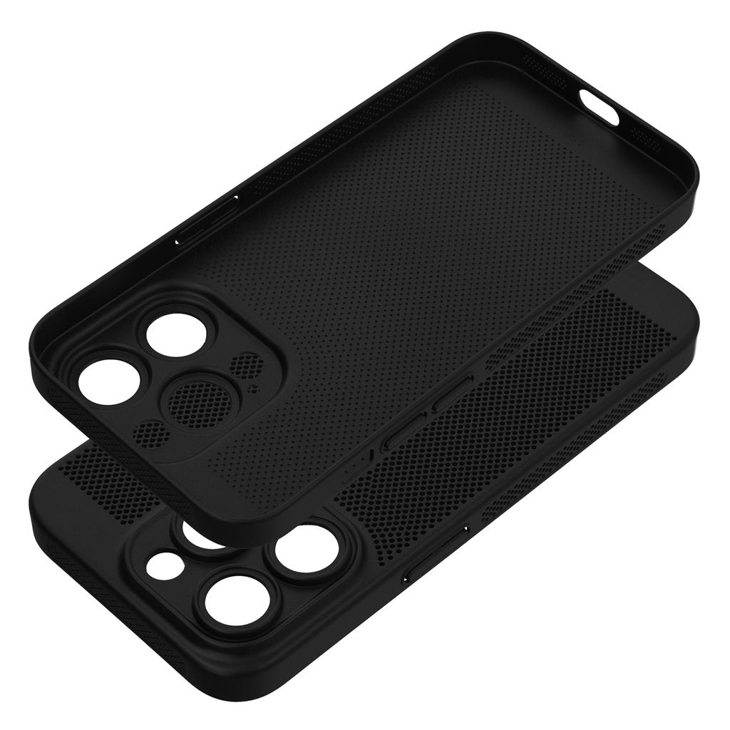 Apple iPhone 15 Pro Breezy lyukacsos műanyag hátlap tok (Fekete)